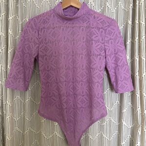 Lilac Lace Mock-Neck Bodysuit - Women
